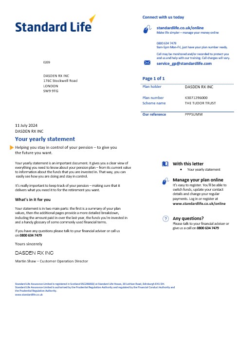 United Kingdom Standard Life business utility bill template in Word and PDF formats